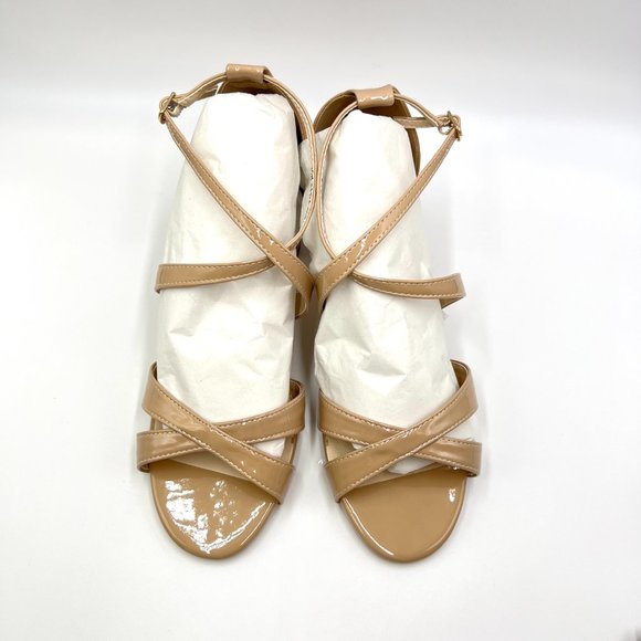 Benjamin Walk Touch Ups Womens Audrey Beige Tan Nude Patent Dress Sandals‎ Heels - Picture 3 of 14